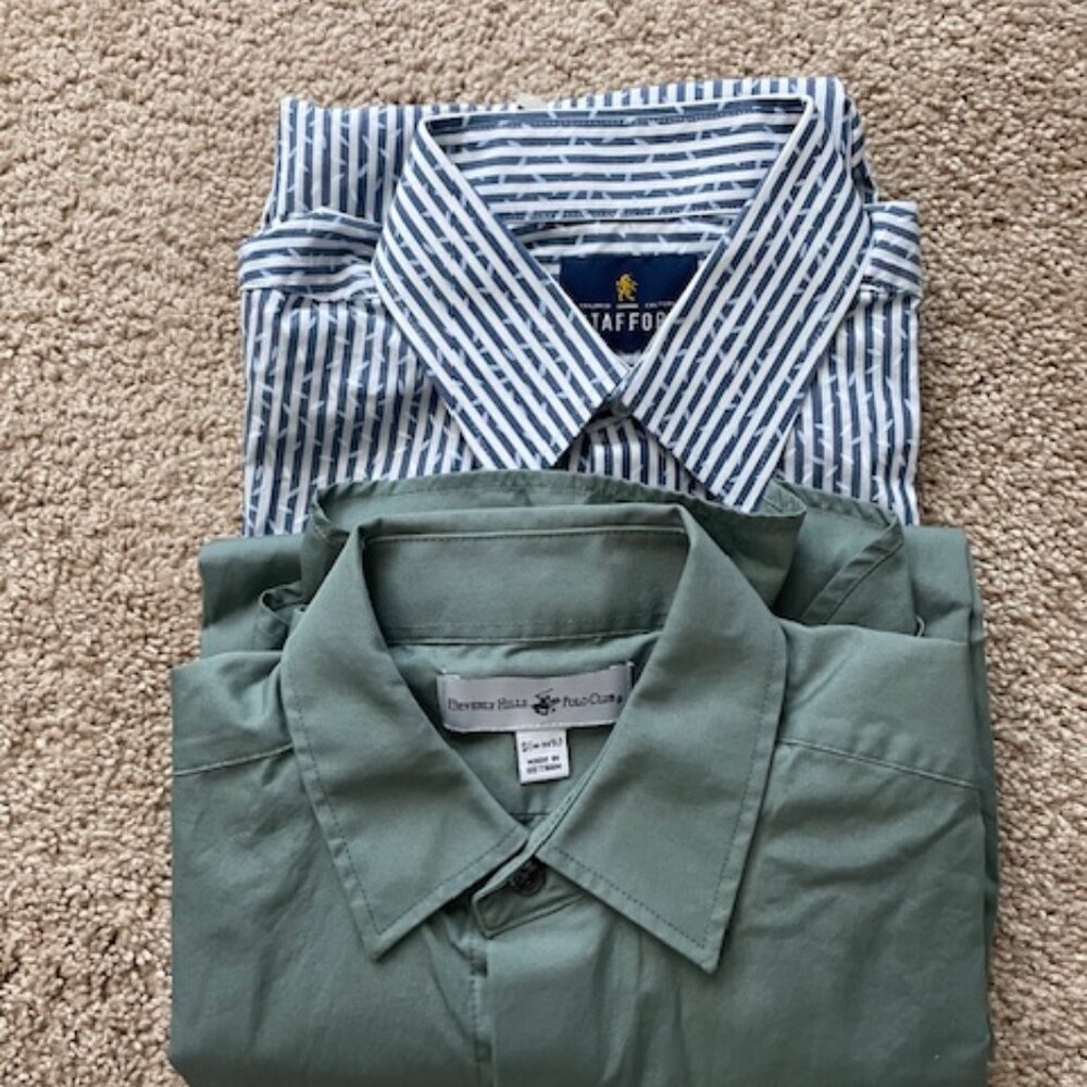 2 Dress Shirts-Beverly Hills Polo Club & Stafford Size Small 14.5/32-33